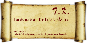 Tonhauser Krisztián névjegykártya